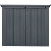 AXI Oscar Cache Poubelle Métallique Anthracite/Acier Galvanisé Résistant aux Intempéries - Abri Poubelle pour 2 conteneurs - Max. 240L- Abri Poubelle