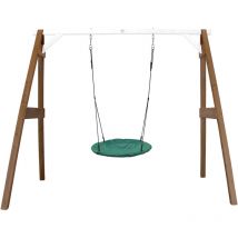 Portique en Bois fsc Marron / Blanc avec Balan oire Nid d Oiseau Enfant 100 cm Summer Balan oire ronde pour le jardin - AXI