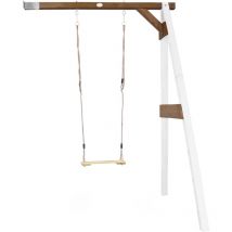 Portique mural en Bois fsc Blanc / Marron avec Balançoire Enfant Balançoire pour l'extérieur / le jardin - AXI
