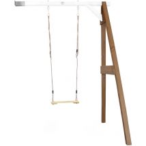 Portique mural en Bois fsc Marron / Blanc avec Balançoire Enfant Balançoire pour l'extérieur / le jardin - AXI