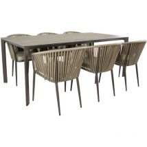 AXI - Resi Table et Chaises de Jardin, 6 Chaises Blanches pspc Aspect Teck, Couleur Taupe Salon de Jardin/Table de Jardin en pspc Table Chaises
