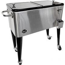 Retro Cooler Inox Réfrigérateur de boissons mobile pour l'extérieur / le jardin Glacière 76 litre - AXI