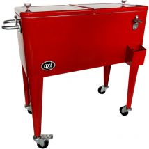 Retro Cooler Rouge Réfrigérateur de boissons mobile pour l'extérieur / le jardin Glacière 76 litre - AXI