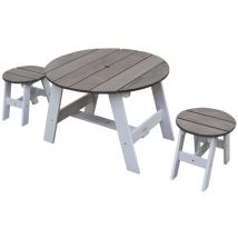 Set Tavolo da Picnic per Bambini 3 pz Grigio e Bianco AXI