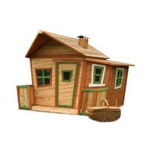 Holz Kinderspielhaus Lisa inkl. Veranda Natur 180x180x167 cm - AXI