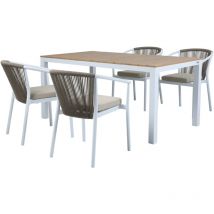 AXI - Suvi Table et Chaises de Jardin, 4 Chaises Blanches Polywood Aspect Teck, Marron/Blanc Salon de Jardin/Table de Jardin en Polywood, Chaises