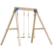 Yuna Balançoire Double en Bois Marron - Bois fsc - Balançoire autoportante avec 2 sièges de balançoire en bois - Portique pour enfants - Garantie 10
