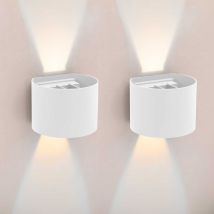 Forlight - Axis Round - 2 Apliques de pared Iluminación led Exterior para Terrazas, Jardines y Balcones on/off 3000K en Color Blanco