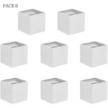 Forlight - Axis Square - 8 Apliques de pared Iluminación led Exterior para Terrazas, Jardines y Balcones on/off 3000K en Color Blanco