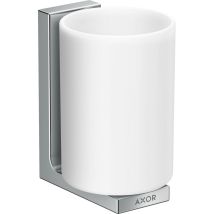 Axor - Universal Rectangular - Verre Pour Brosse À Dents Et Dentifrice Avec Support, Blanc / Chrome 42604000