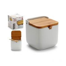 Azucarero loza bambu blanco 2 piezas