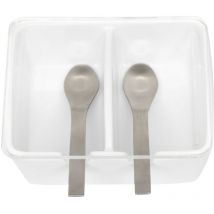 Kook Time - azucarero doble ceramica blanco tapa acrilica + 2 cucharas - F053108