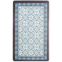 Thedecofactory - azulejos vinyle - Tapis de cuisine carreaux de ciment bleu gris 45x75