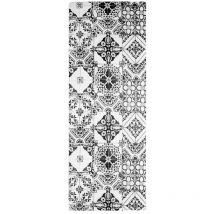 Thedecofactory - azulejos vinyle - Tapis de cuisine carreaux de ciment noir 45x120