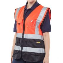 Beeswift High Visibility Two-Tone Executive Waistcoat Red/Black L - HVWCTTREBLL
