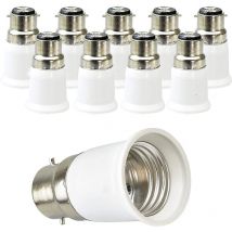 B22-auf-E27-Sockelkonverter, Sockeladapter für LED-Leuchtmittel und Halogenlampen, maximale Leistung 200 W, 0250 V, 120 Grad hitzebeständig, 10 Stück