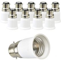 B22 to E27 Socket Converter, Socket Adapter for LED Bulbs and Halogen Bulbs, Max Power 200W, 0-250V, 120 Degree Heat Resistant, Pack of 10