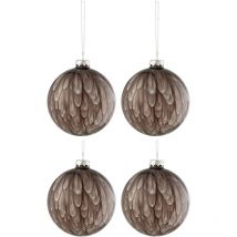 Lot de 4 Boules de noël noir fumé en verre