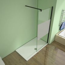 B.120xH.200cm Duschwand +ausziehbar (73-120cm)Schwarz Stabilisator Walk in Duschtrennwand 8mm NANO-Glas mit Glasschutzfolie dusche