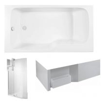 JACOB DELAFON Malice bañera ducha + delantal de bañera + mampara de bañera + repisa 170 x 90, v. IZQUIERDA