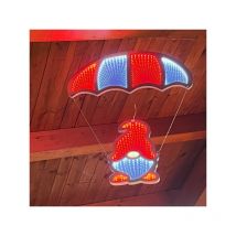Babbo Natale con paracadute con led 3D h 60x39 cm Luci Natalizie, addobbo natale