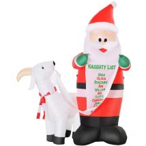 Babbo natale gonfiabile con capretta luci led integrate 135X85X180CM multicolore