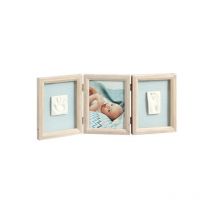 Baby Art - Cadre Photo Bois Double Empreinte Bébé My Baby Touch - Kit Moulage Inclus - Cadeau Naissance