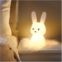 Rnemitery - Baby Bunny Nachtlicht mit 7 Lichtwechseln, Wasserhahnsteuerung, USB-Ladefunktion, Timer-Funktion, Nachttischlampe für Kinderzimmer,
