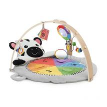 Baby Einstein - Zen's Activity Milestones tapis d'éveil avec barre en bois, jouets multisensoriels, des la naissance