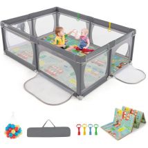 Baby Playpen 205 cm x 146 cm Baby Activity Center w/Mat-Dark Grey