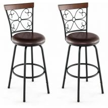 Set of 2 Bar Stool Adjustable Height Swivel Kitchen Dining Chair Cozy Backrest