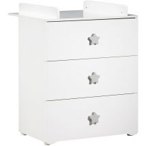 Les Tendances - Commode Basic 3 tiroirs boutons gris avec dispositif à langer babyprice - color