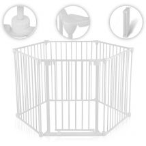 Baby Vivo - Barrière Parc en Métal 380 cm xxl / Grille pour Cheminée 5+1 Securité Enfant en Blanc (5 barreaux avec une porte) - premium