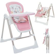 Baby Vivo - 3in1 Chaise Haute / Transat réglable pour enfants - Lulu en Rose