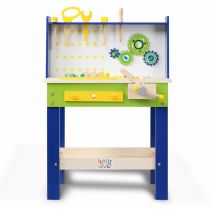 Baby Vivo - tabli du Bricoleur Jouet en Bois pour Enfant - Luigi avec Engrenages rotatifs et 29 Pièces