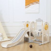 Kinderrutsche / Rutsche mit Basketballkorb - Quacki in Weiß / Beige - Baby Vivo