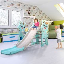 Baby Vivo Spielplatzschaukel / Spielgerüst mit Rutsche für Indoor Outdoor in Türkis / Grau