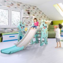 Baby Vivo - Toboggan Aire de jeux Balançoire pour Enfants Extérieur et à l'Intérieur en Turquoise / Gris