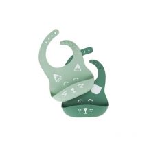 Baby Moov - Babymoov Lot de 2 bavoirs en silicone bibisy, avec poche ventrale