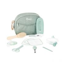 Baby Moov - Babymoov Trousse de Soin Bébé - Des la naissance - En Tissu Recyclé Certifié grs -10 Accessoires, Matcha