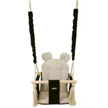 Babyschaukelstuhl - Babyschaukel - mit Ohren - max. 20 kg - schwarz & creme