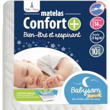 Babysom - Matelas Bébé Confort+ - 70 x 140cm - Ultra Ventilé - Déhoussable - Epaisseur 14cm - Garantie 10ans