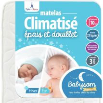Babysom - Matelas Enfant/Bébé Climatisé - 70x140 cm Réversible : Face Été/Face Hiver Anti-acarien Épaisseur 10 cm