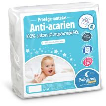 Babysom - Protège Matelas/Alèse Bébé - Anti acarien - 70x140 cm - Imperméable - Bouclette 100% Coton - Souple et Silencieux - Respirant