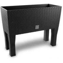 Berlan - Cache pôt résine tressée sur pieds 80 cm anthracite