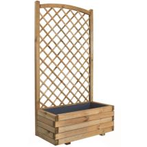 Cerland – Jardinière en bois rectangulaire avec treillage – 80x40x28 cm – 65L – Idéal pour lierre et fleurs grimpantes