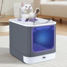 Bac A Litiere Maison De Toilette Chat Fermée Plateau Amovible Pelle Stérilisation Et Désodorisation Aux Ultraviolet 34 X 44 X 36 Cm Pour Chat Gris