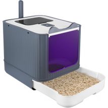 Bac à litière pour chat avec Pelle Stérilisation uv Lit à Chat toilettes pour chats pour animaux de compagnie Blanc