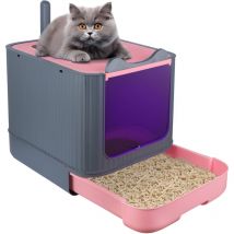 Bac à litière pour chat avec Pelle Stérilisation uv Lit à Chat toilettes pour chats pour animaux de compagnie rose