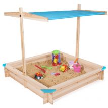 Idmarket - Bac à sable kids bois avec toit ouvrant bleu